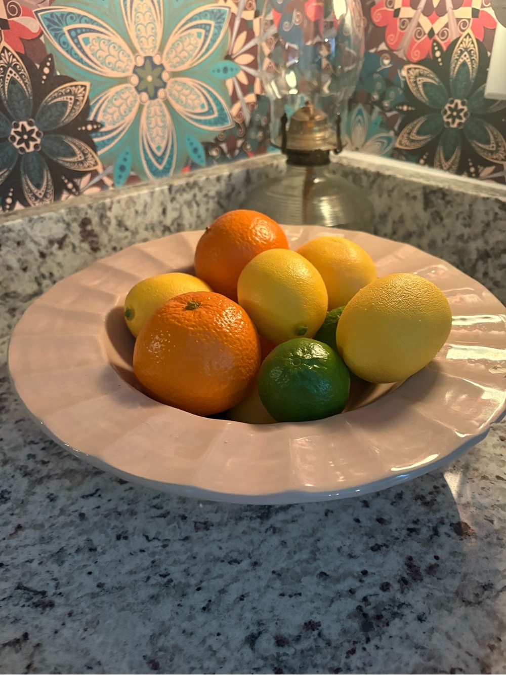Threshold Pink Glazed Ceramic Fruit Bowl with ceramic fruit